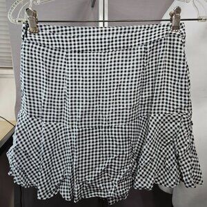 Hollister Womens Skort Skirt Short S Ultra High Rise Plaid Checkered Black White